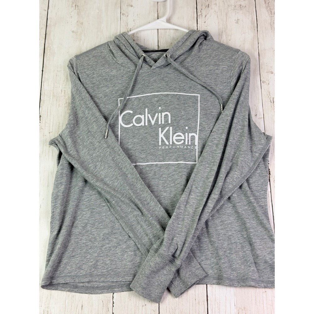 Calvin Klein Performance Gray Logo Hoodie Pullover Sweatshirt  M